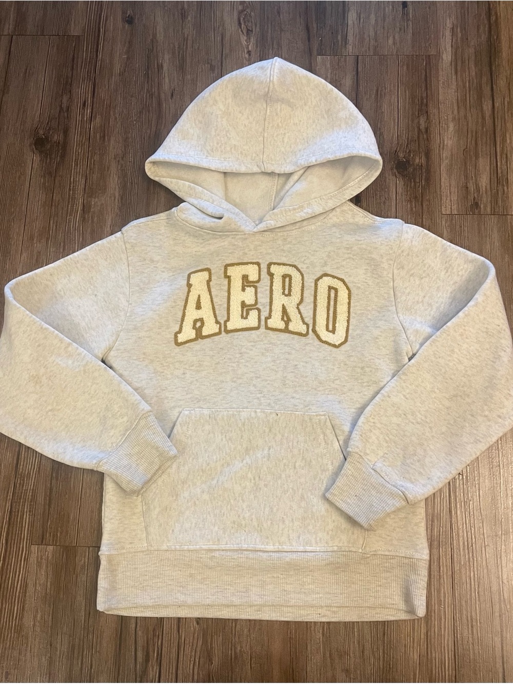 Aeropostale Light Gray Hoodie with Tan Lettering